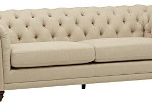 Amazon Brand - Stone & Beam Bradbury Chesterfield Tufted Sofa Couch, 92.9"W, Hemp