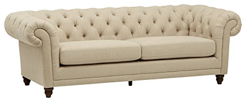 Amazon Brand - Stone & Beam Bradbury Chesterfield Tufted Sofa Couch, 92.9"W, Hemp