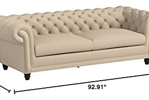 Amazon Brand - Stone & Beam Bradbury Chesterfield Tufted Sofa Couch, 92.9"W, Hemp