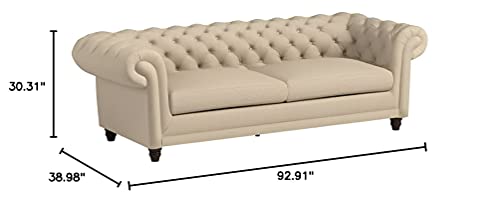 Amazon Brand - Stone & Beam Bradbury Chesterfield Tufted Sofa Couch, 92.9"W, Hemp