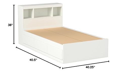 South Shore Reevo Twin Mates Bed With Bookcase Headboard (39"), Pure White