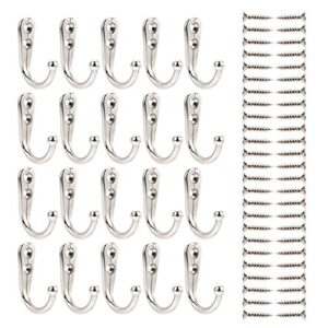 eboot 20 pieces wall mounted hook robe hooks single coat hanger and 50 pieces screws (silver)