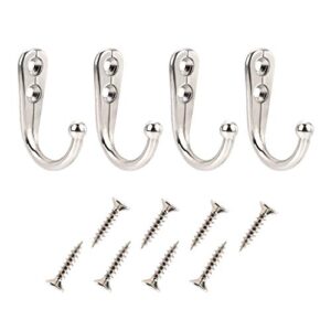 eBoot 20 Pieces Wall Mounted Hook Robe Hooks Single Coat Hanger and 50 Pieces Screws (Silver)