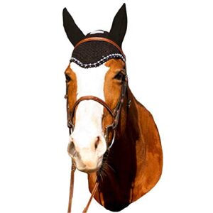 equine couture fly bonnet with crystals - black