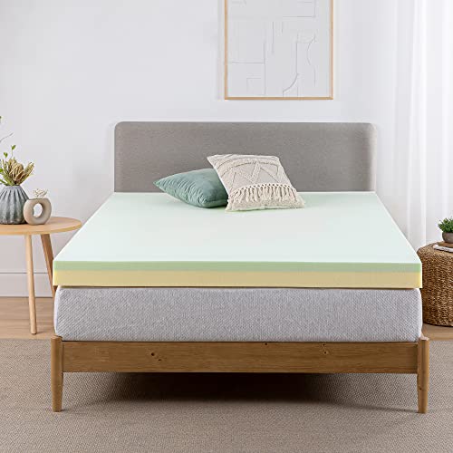 ZINUS 1.5/3/4-inch Green Tea Memory Foam Mattress Topper, Pressure-Relieving Layers, CertiPUR-US Certified, (4 in, Queen)