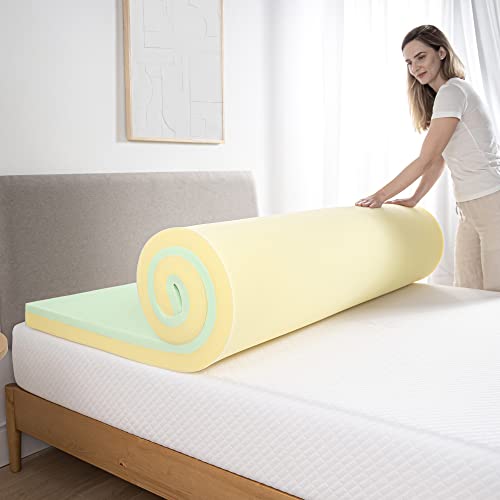 ZINUS 1.5/3/4-inch Green Tea Memory Foam Mattress Topper, Pressure-Relieving Layers, CertiPUR-US Certified, (4 in, Queen)