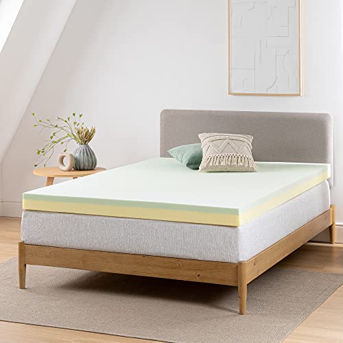 ZINUS 1.5/3/4-inch Green Tea Memory Foam Mattress Topper, Pressure-Relieving Layers, CertiPUR-US Certified, (4 in, Queen)