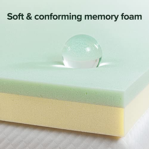 ZINUS 1.5/3/4-inch Green Tea Memory Foam Mattress Topper, Pressure-Relieving Layers, CertiPUR-US Certified, (4 in, Queen)