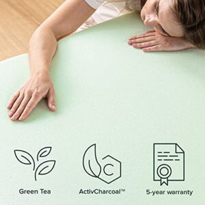 ZINUS 1.5/3/4-inch Green Tea Memory Foam Mattress Topper, Pressure-Relieving Layers, CertiPUR-US Certified, (4 in, Queen)