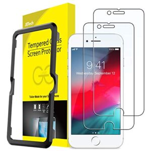 jetech screen protector for iphone se 3/2 (2022/2020 edition), iphone 8/7/6s/6, 4.7-inch, tempered glass film with easy-installation tool, 2-pack