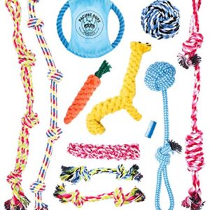 Pacific Pups Products for Dogs - Dog Toys for Aggressive Chewers, 11 Heavy Duty Dog Chew Toys for Aggressive Chewers, Cotton Puppy Chew Toys for Teething, Dogs Toys, Benefits Non-Profit Dog Rescue