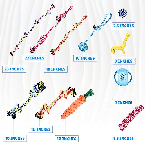 Pacific Pups Products for Dogs - Dog Toys for Aggressive Chewers, 11 Heavy Duty Dog Chew Toys for Aggressive Chewers, Cotton Puppy Chew Toys for Teething, Dogs Toys, Benefits Non-Profit Dog Rescue