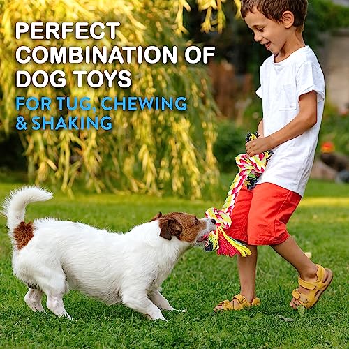 Pacific Pups Products for Dogs - Dog Toys for Aggressive Chewers, 11 Heavy Duty Dog Chew Toys for Aggressive Chewers, Cotton Puppy Chew Toys for Teething, Dogs Toys, Benefits Non-Profit Dog Rescue