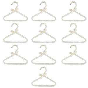 jili online pack of 10pcs, pearl white beaded hanger clothes trouser 20cm household organization (white color)