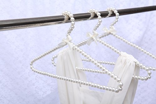 Jili Online Pack of 10Pcs, Pearl White Beaded Hanger Clothes Trouser 20cm Household Organization (White Color)