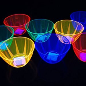 DIRECTGLOW LLC Neon 24oz Blacklight Reactive Bowls + Blacklight Balloons   (8, Neon Assorted)