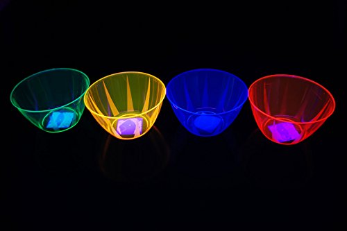 DIRECTGLOW LLC Neon 24oz Blacklight Reactive Bowls + Blacklight Balloons   (8, Neon Assorted)