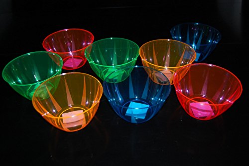 DIRECTGLOW LLC Neon 24oz Blacklight Reactive Bowls + Blacklight Balloons   (8, Neon Assorted)