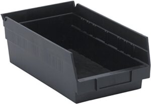 quantum storage systems k-qsb102bk-10 10-pack plastic shelf bin storage containers, 11-5/8" x 6-5/8" x 4", black