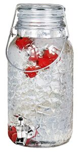 estilo glass drink dispenser - sun tea jar with spigot, 1 gallon, hammered glass mason jar dispenser - gallon glass beverage dispenser - leak-free spigot - parties, weddings, and picnics, clear