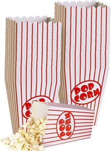 kedudes movie night popcorn bags for party (40pk) - paper popcorn buckets - red and white popcorn bags for popcorn machine, movie theater decor popcorn container, carnival circus party popcorn bowl
