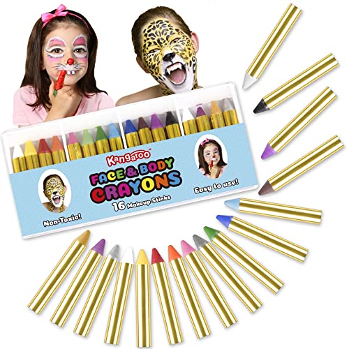 16-Makeup Sticks Face Painting Kit for Kids I Face Painting Kit Professional Makeup Set I Body Paints for Adults & Toddlers Markers Set I Perfect Body Makeup Washable Paint for Birthday Girls & Boys