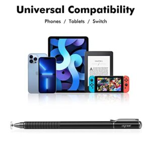 Digiroot Universal Stylus,[2-in-1] Disc Stylus Pen Touch Screen Pens for All Touch Screens Cell Phones, iPad, Tablets, Laptops with 6 Replacement Tips(4 Discs, 2 Fiber Tips Included) - (Black)