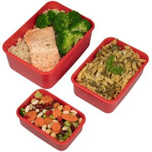 Microwave Nesting Containers Set of 3 w Lids and Locking Steam Vents- Reheating, Cooking, Meal Prep - Microwaveable, Durable, Reusable, BPA-Free, Freezer and Dishwasher Safe Food Storage- Fall Cooking