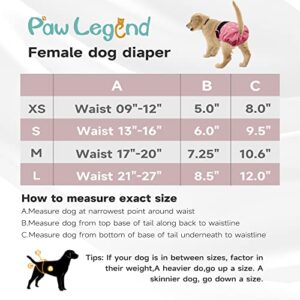 Paw Legend Washable Reusable Female Dog Diapers - No Leak Doggie Diapers for Heat Cycle (3 Pack,X-Small)