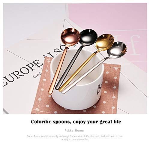 6 PCS Espresso Spoons 18/8 Stainless Steel, 5.2 Inches Vogue Mini Teaspoons Set for Stirring Coffee, Dessert Cake, Ice Cream, Soup, Antipasto Cappuccino, Frosted Handle, Sweejar (Gold)