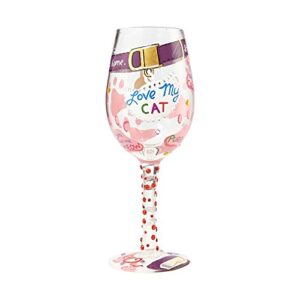 enesco wine glass love my cat, multicolor