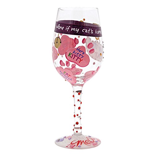 Enesco Wine Glass Love My Cat, Multicolor