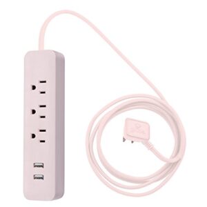 globe electric - 78257 designer series power strip, rose 3 outlet