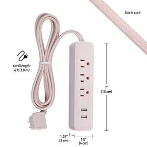 Globe Electric - 78257 Designer Series Power Strip, Rose 3 Outlet