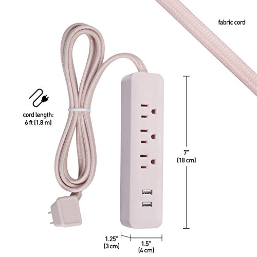 Globe Electric - 78257 Designer Series Power Strip, Rose 3 Outlet