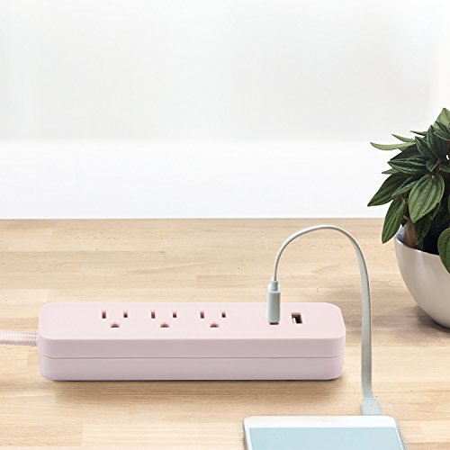 Globe Electric - 78257 Designer Series Power Strip, Rose 3 Outlet