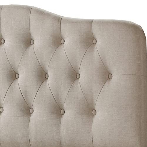 Rosevera Harriman Adjustable Heigh Headboard with Linen Upholstery and Button Tufting, Queen, Beige
