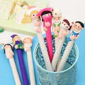 BestGrew® 10pcs Doctor and Nurse Polymer Caly Ball Point Pens Cute Novelty Lovely Cartoon for Writing Stationery School Office Supplies