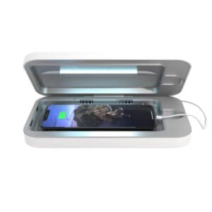 phonesoap 3 uv cell phone sanitizer & dual universal cell phone charger box | patented & clinically proven 360-degree uv-c light sanitizer | disinfects and charges all phones (white)