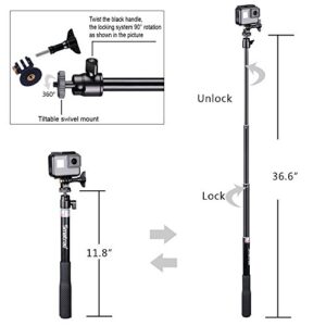 Smatree Telescoping Selfie Stick with Tripod Stand Compatible for GoPro Hero 11/10/9/8/7/6/5/4/3+/3/Session/GOPRO Hero (2018),Insta360,DJI OSMO Action,Ricoh Theta S/V,Compact Cameras and Cell Phones