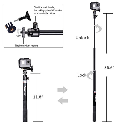 Smatree Telescoping Selfie Stick with Tripod Stand Compatible for GoPro Hero 11/10/9/8/7/6/5/4/3+/3/Session/GOPRO Hero (2018),Insta360,DJI OSMO Action,Ricoh Theta S/V,Compact Cameras and Cell Phones