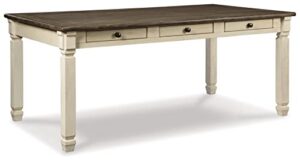 signature design by ashley bolanburg farmhouse dining table with drawers, seats up to 6, whitewash