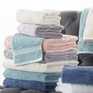 Amazon Brand – Pinzon Organic Cotton Hand Towels, Set of 6, Spa Blue, 30"L x 18"W