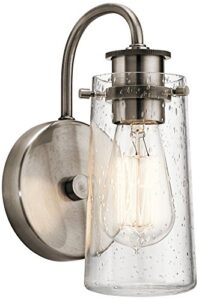 kichler braelyn 9.5" 1 light wall sconce with clear seeded glass classic pewter