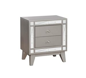 coaster furniture leighton modern glam 2 drawer nightstand bedroom bedside table storage drawers mirrored frame metallic mercury silver 204922