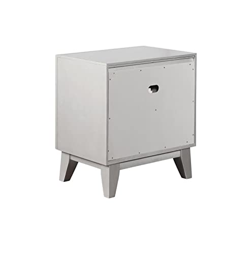 Coaster Furniture Leighton Modern Glam 2 Drawer Nightstand Bedroom Bedside Table Storage Drawers Mirrored Frame Metallic Mercury Silver 204922