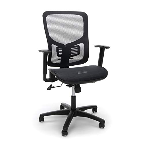 OFM Essentials Collection Mesh Seat Ergonomic Office Chair with Lumbar Support, in Black