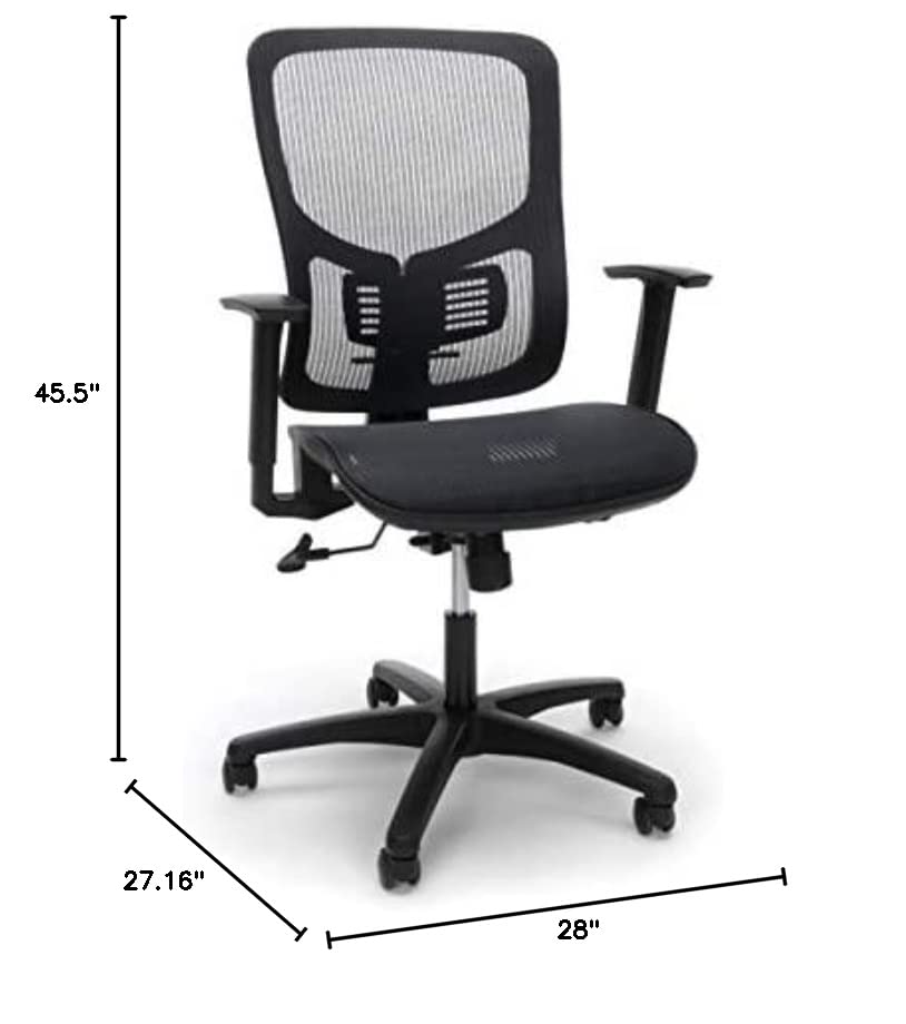 OFM Essentials Collection Mesh Seat Ergonomic Office Chair with Lumbar Support, in Black