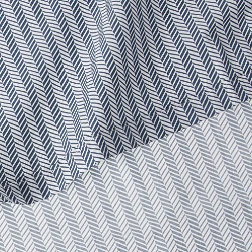 Lacoste 100% Cotton Percale Sheet Set, Herringbone Print, Vintage Indigo, King