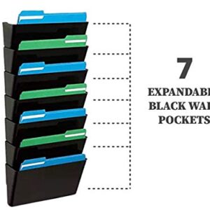 1InTheHome Expandable Wall File Organizer, Letter-Sized,"7 Pocket, Black"